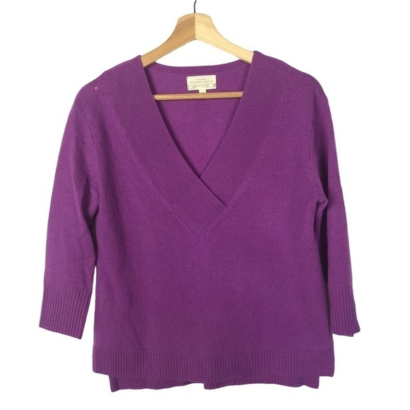 Anthropologie The Cashmere Collection Cassini Purple Knit Sweater XS - Picture 2 of 5